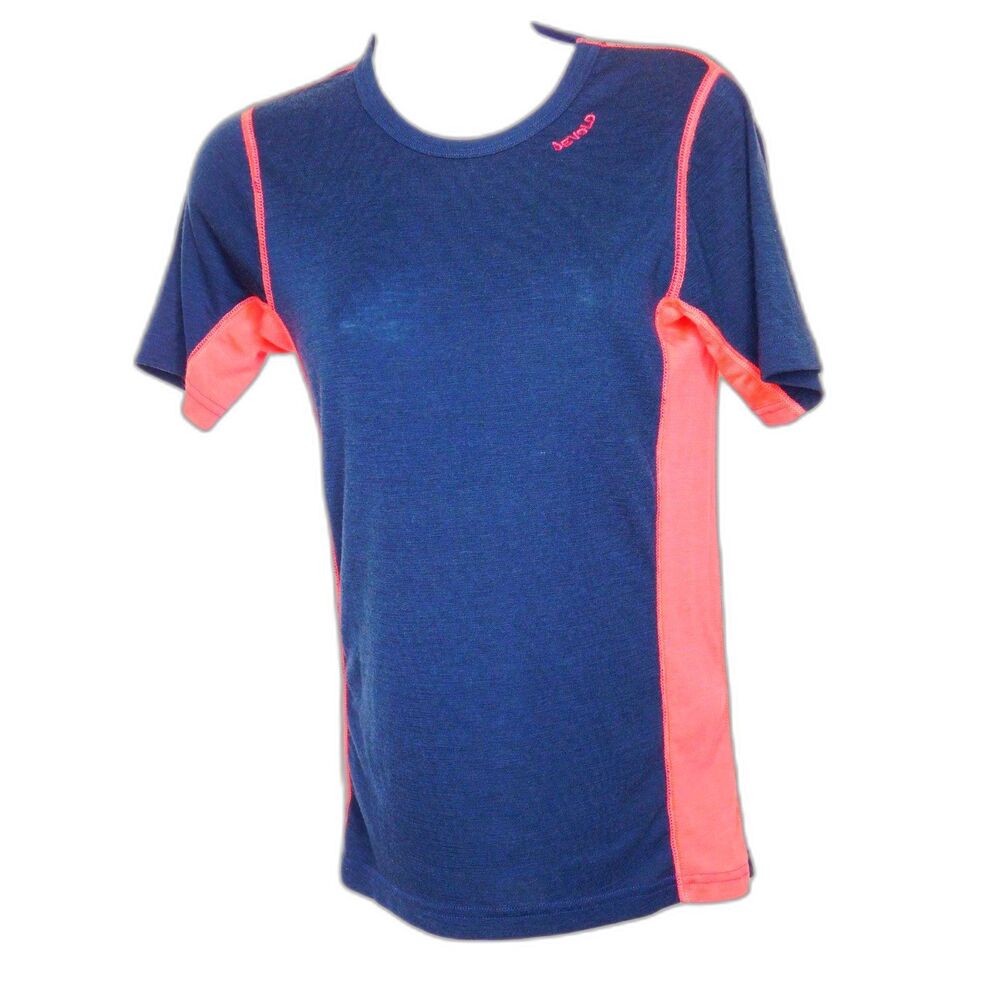 Woman's Devold Athleisure Top Blue 100% Merino Knit Wool Base Layer S Biking